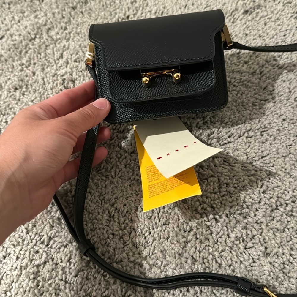 Brand new authentic Marni Black Mini Bag with Gold-Tone Hardware